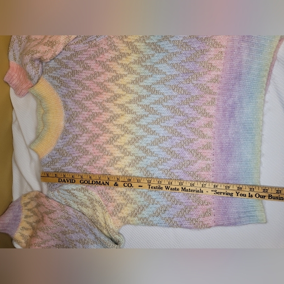 Strut and Bolt Rainbow Wool Blend Balloon Sleeve Sweater sz L - Picture 7 of 10